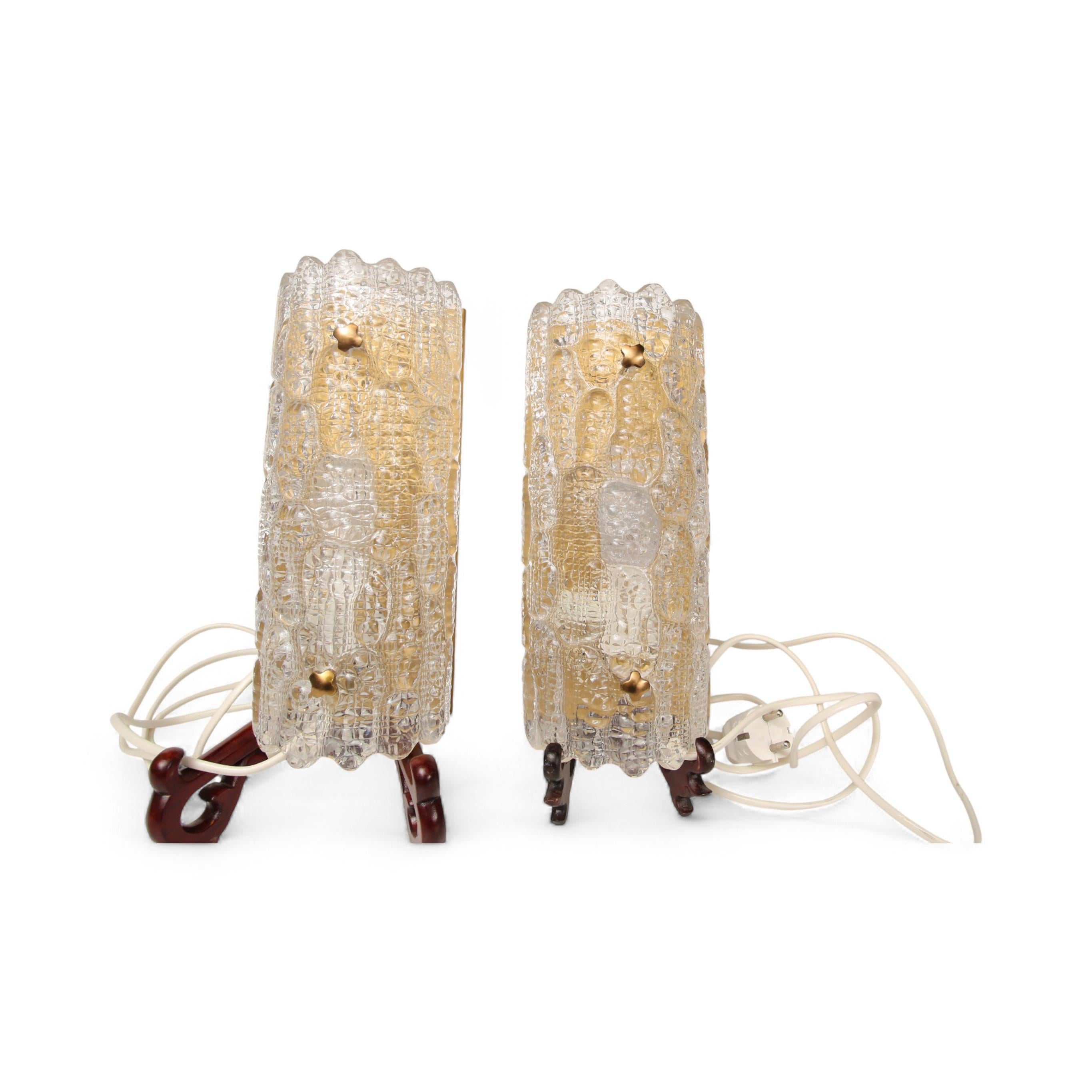 Swedish Glass Wall Lamp by Carl Fagerlund for Orrefors Sweden  1960s set of 2 For Sale