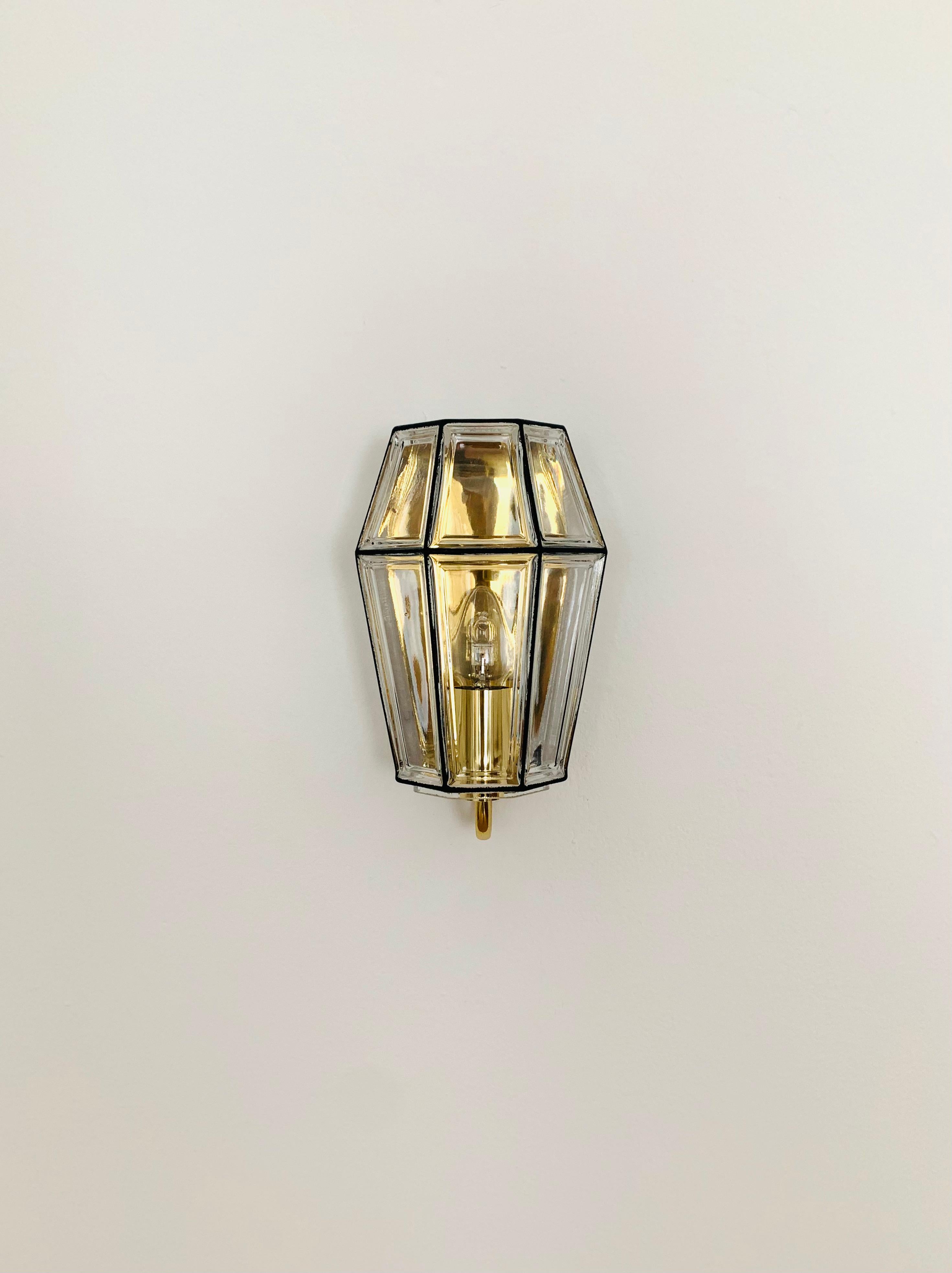 Mid-Century Modern Glass Wall Lamp by Glashütte Limburg For Sale