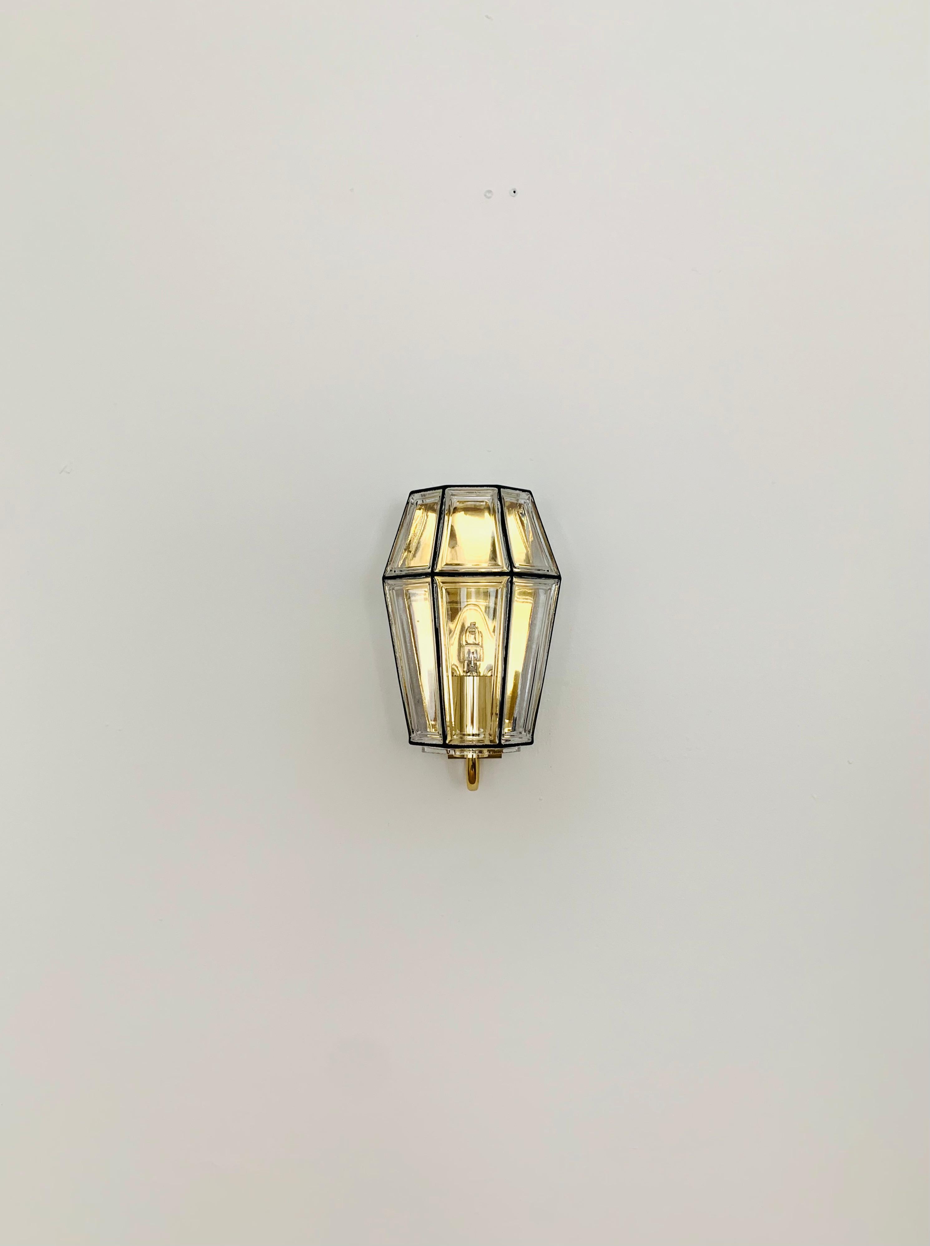 German Glass Wall Lamp by Glashütte Limburg For Sale