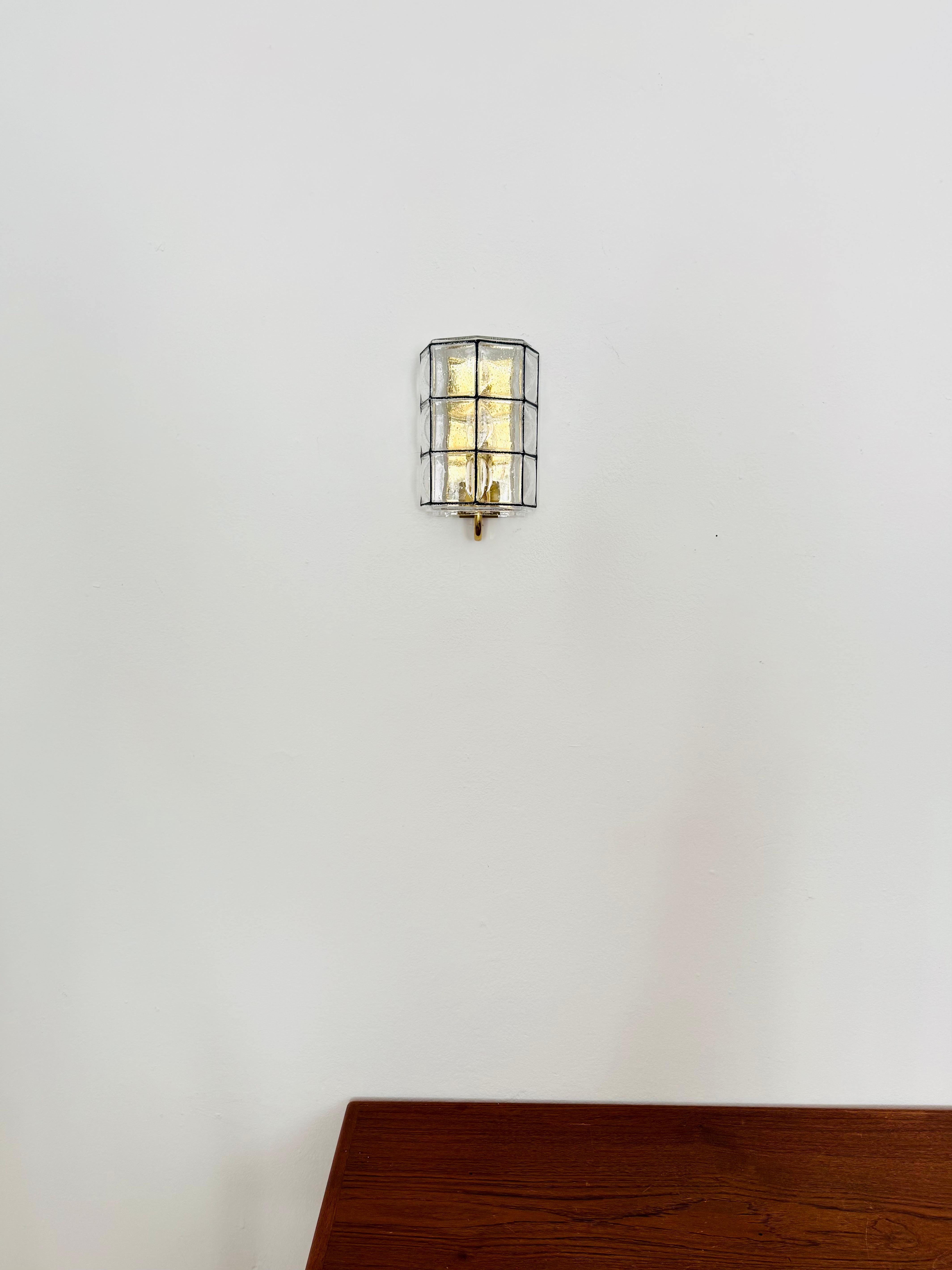 Lámpara de pared de cristal de Glashütte Limburg mediados del siglo XX en venta