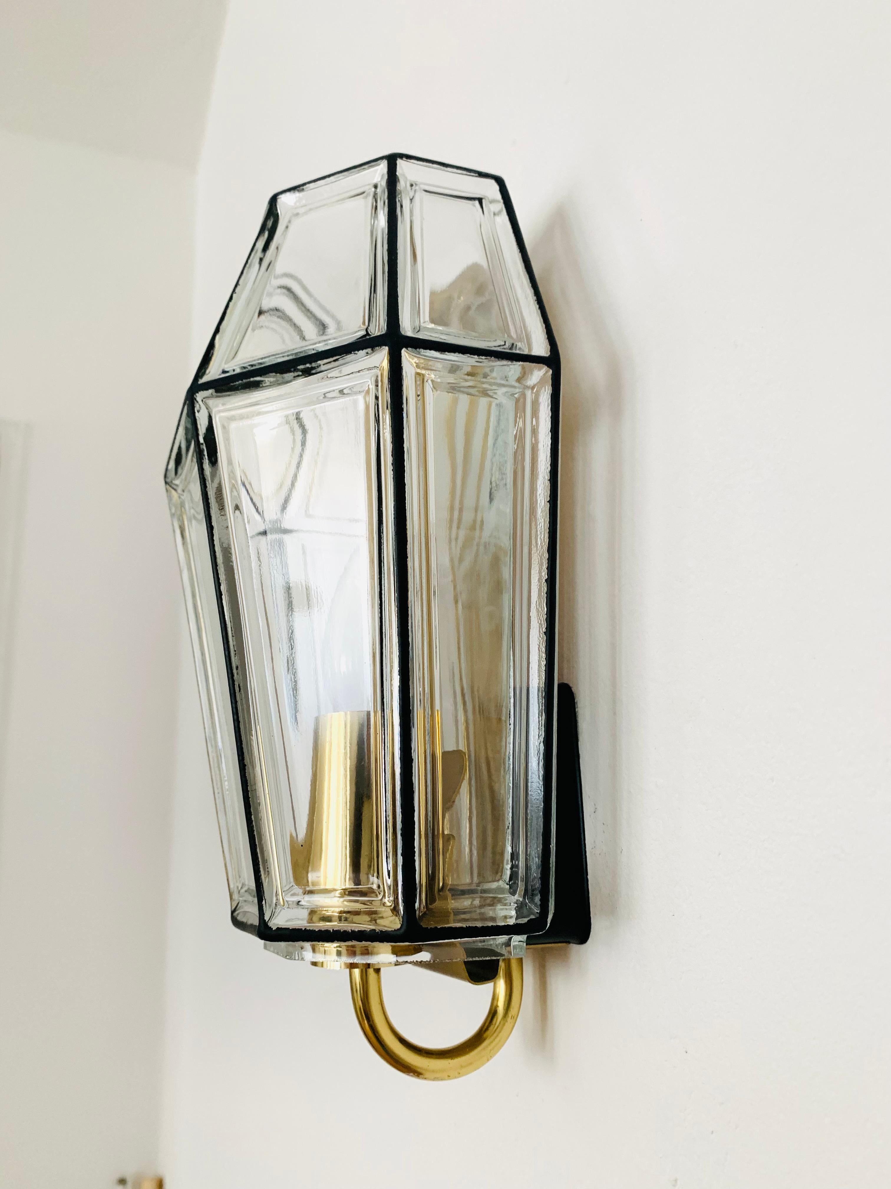 Glass Wall Lamp by Glashütte Limburg For Sale 1