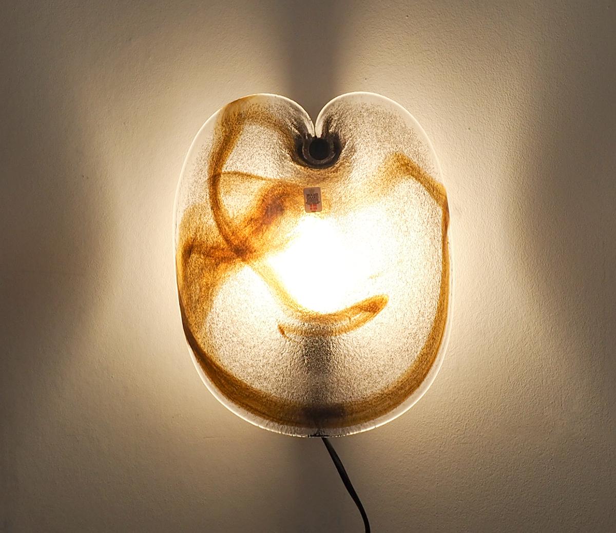 Danish Glass Wall Lamp by Per Lütken for Holmegaard, 1970s For Sale