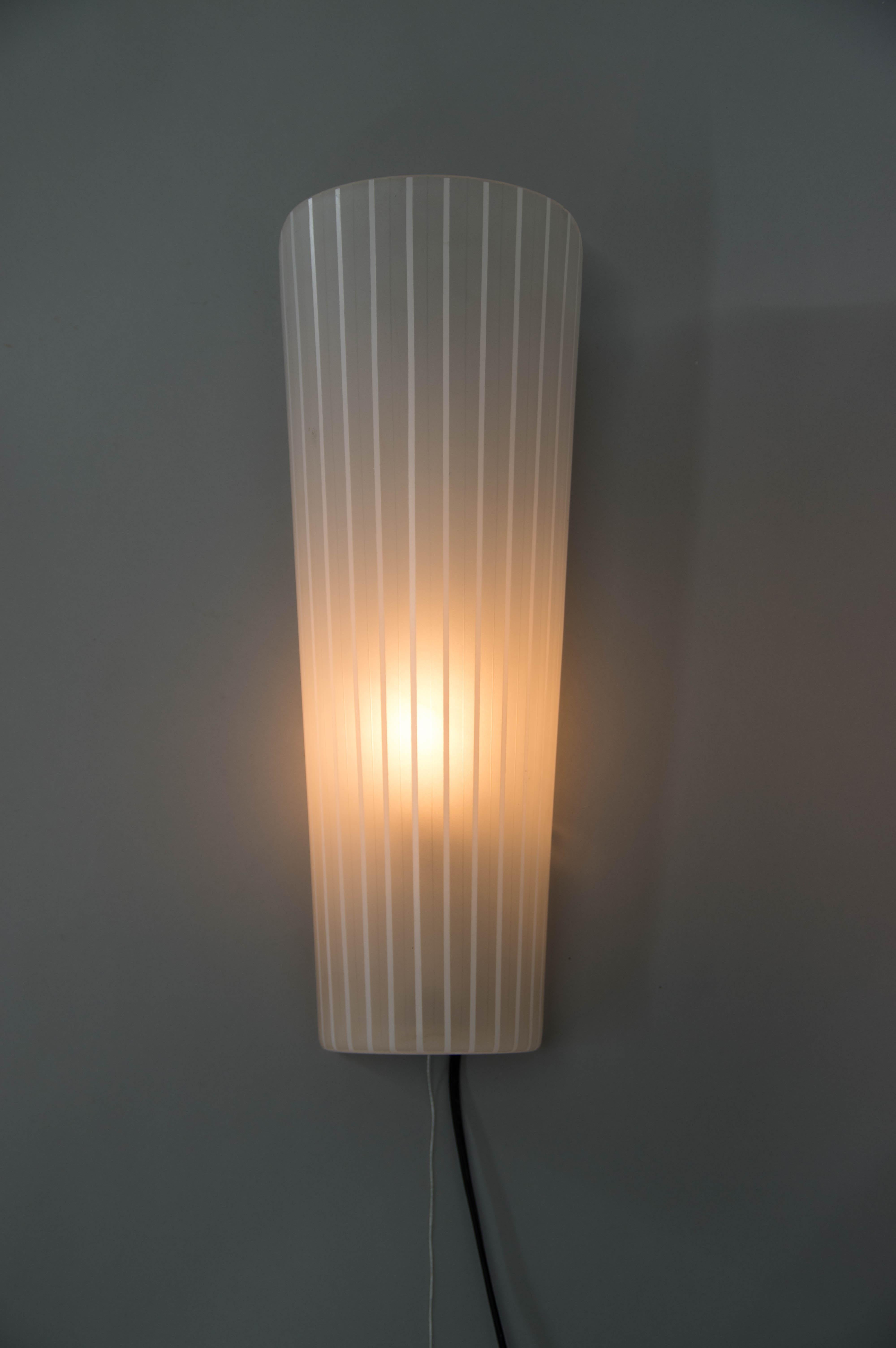 Mid-Century Modern Glass Wall Lamp, Europe, 1970s For Sale