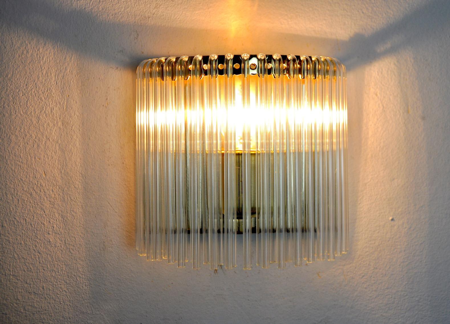 Crystal Glass wall lamp Venini Italy 1970 For Sale