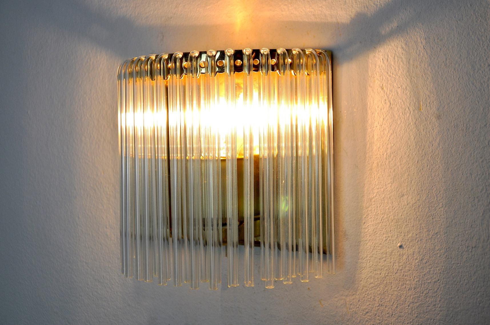 Glass wall lamp Venini Italy 1970 For Sale 1