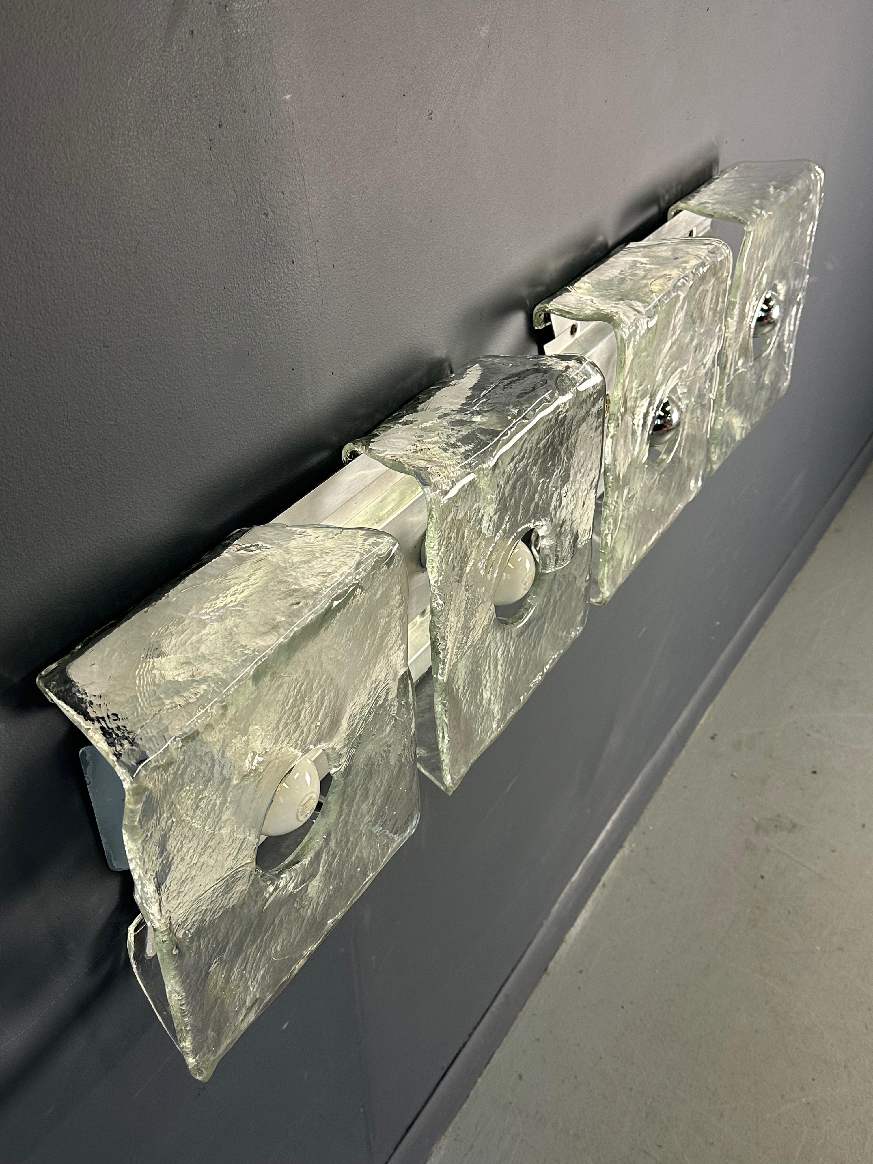 Mid-Century Modern Pair of Glass Wall Lights by Carlo Nason Kalmar Franken, 1960s For Sale