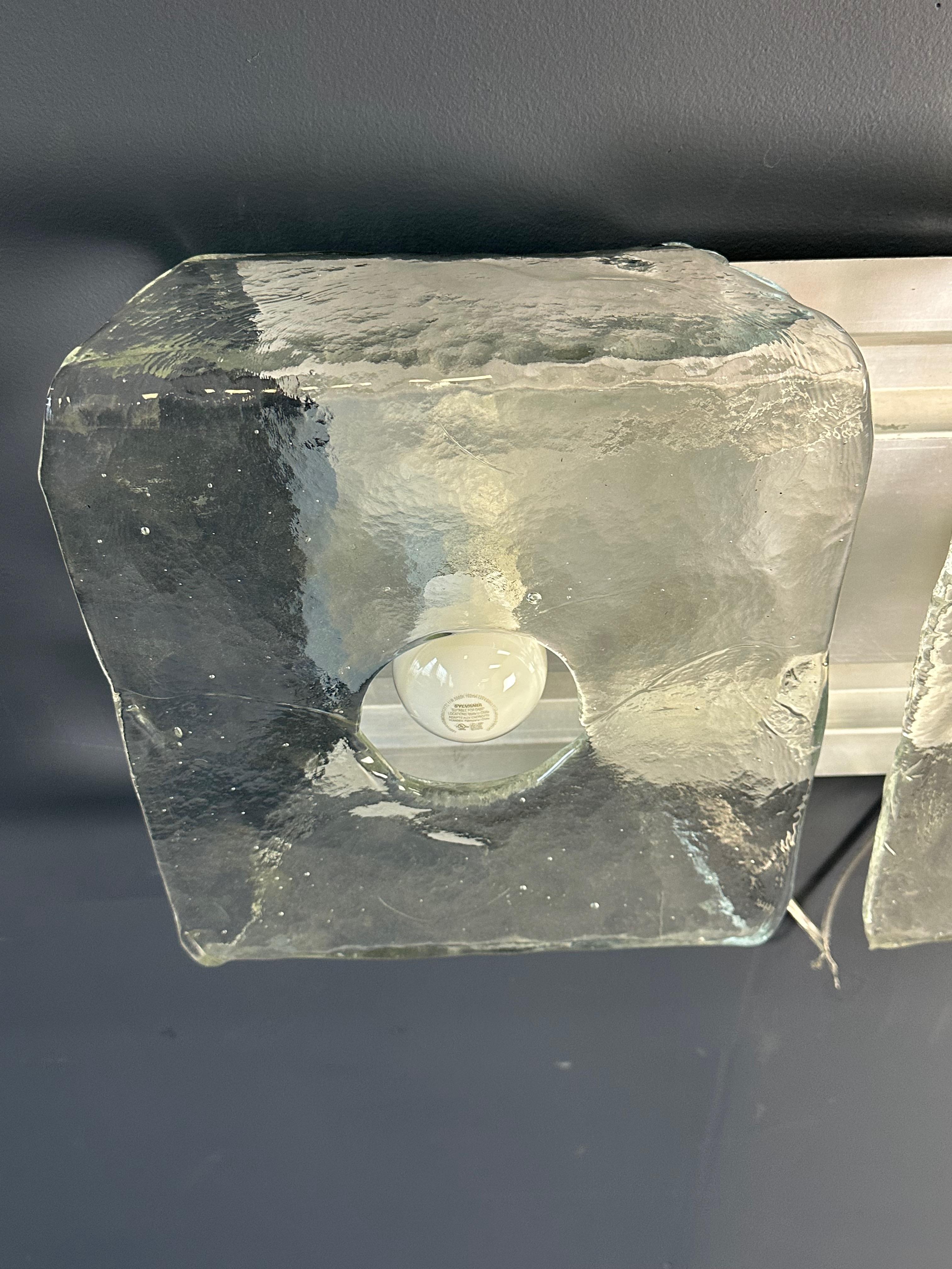 Pair of Glass Wall Lights by Carlo Nason Kalmar Franken, 1960s In Good Condition For Sale In Philadelphia, PA