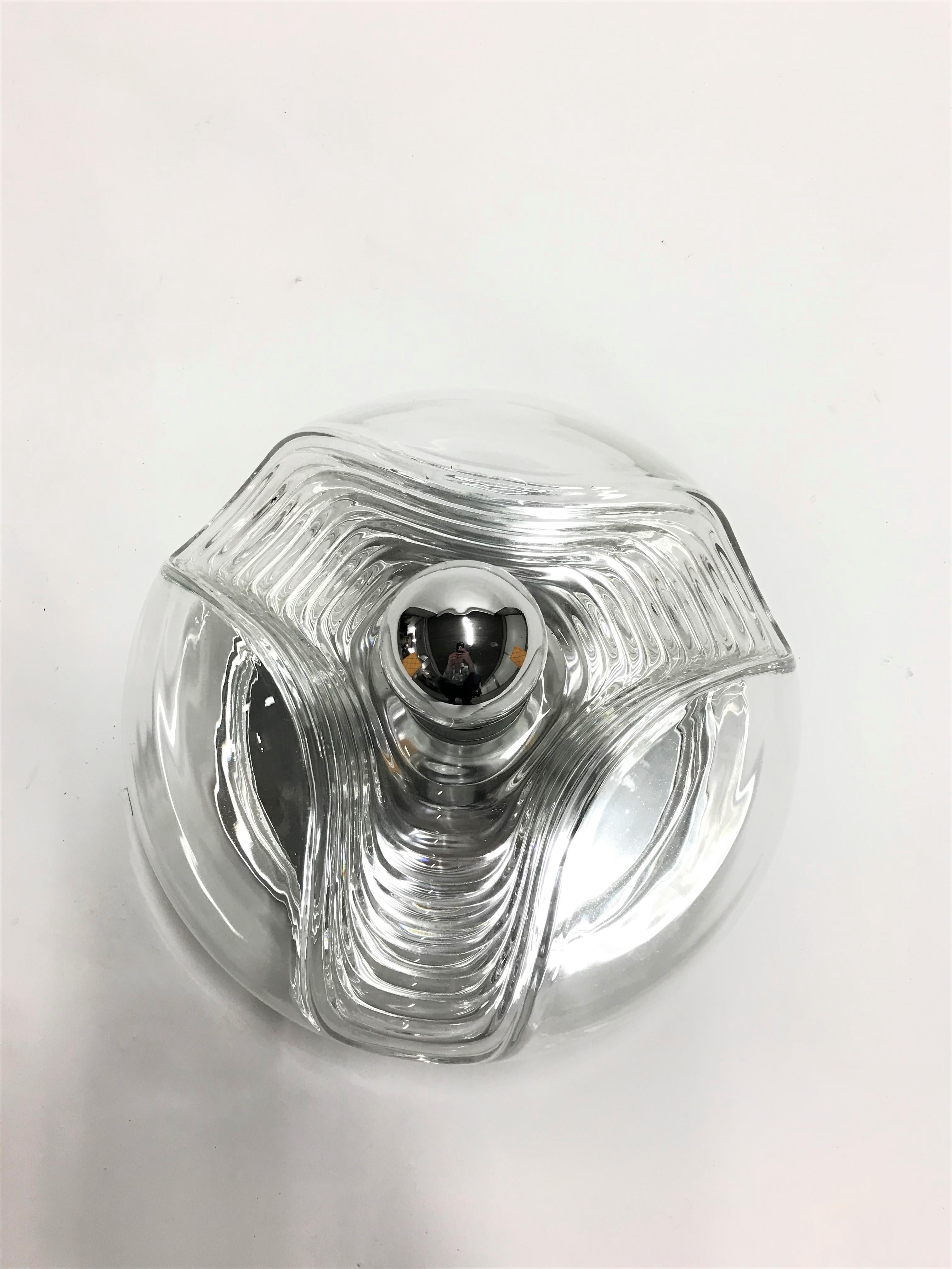 Glass Wall Light by Peil and Putzler, 1980s In Excellent Condition In HEVERLEE, BE