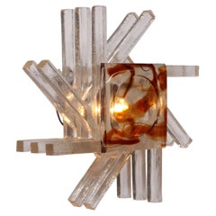 Murano Glass Wall Light by PoliArte, Chrome Frame, 1970s Italy