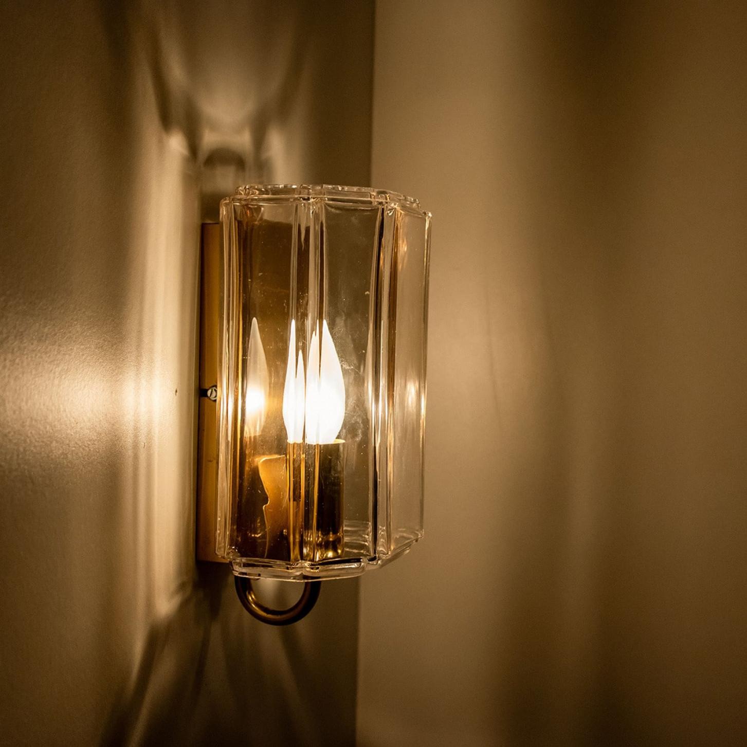Glass Wall Lights Sconces by Glashütte Limburg, Germany, 1960 in vendita 3