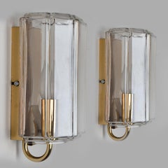 Glass Wall Lights Sconces by Glashütte Limburg, Germany, 1960