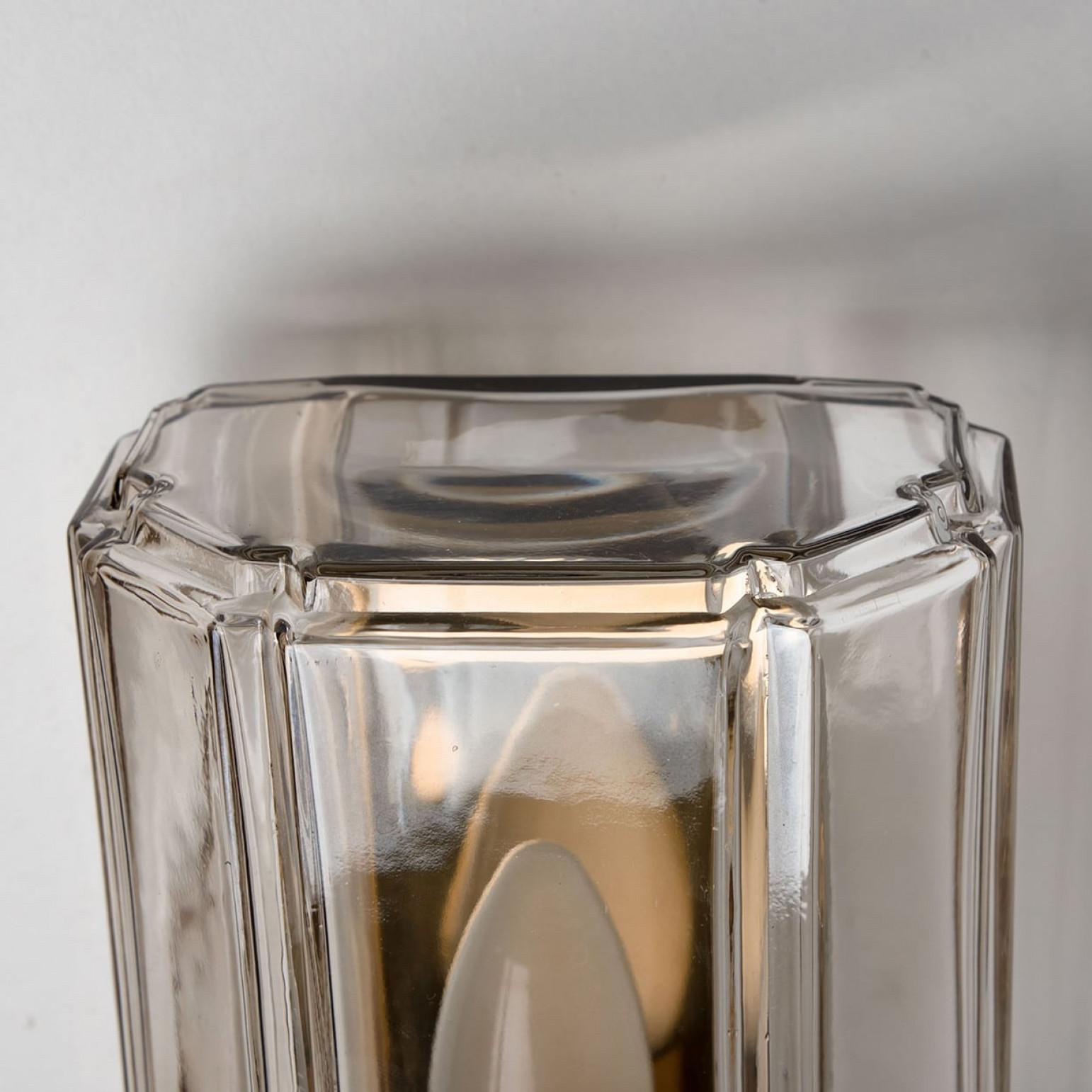 Mid-Century moderno Glass Wall Lights Sconces by Glashütte Limburg, Germany, 1960 in vendita