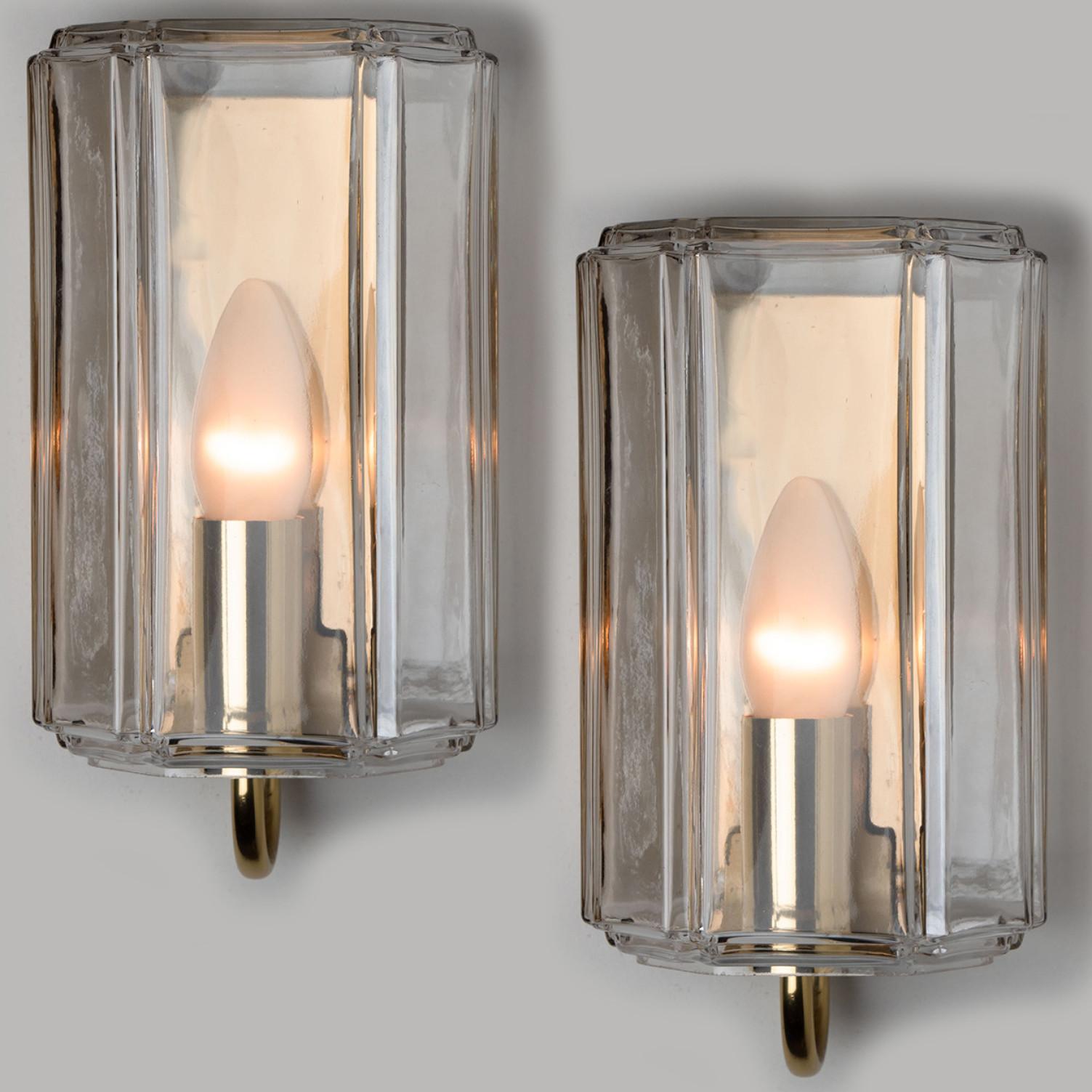 Glass Wall Lights Sconces by Glashütte Limburg, Germany, 1960 In Good Condition For Sale In Rijssen, NL