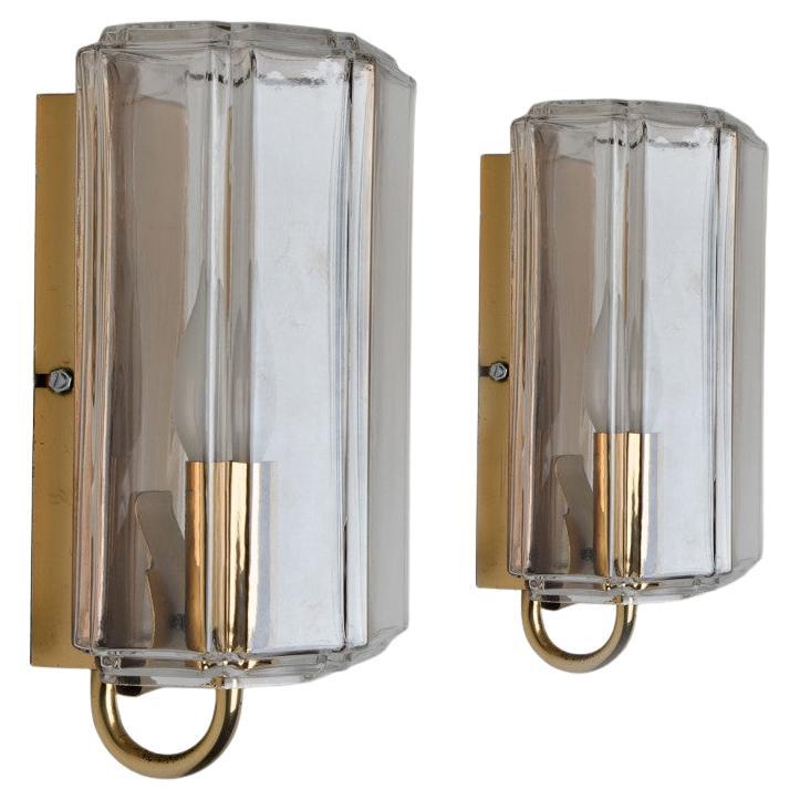 Glass Wall Lights Sconces by Glashütte Limburg, Germany, 1960 For Sale