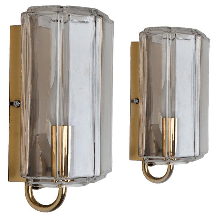 Glass Wall Lights Sconces by Glashütte Limburg, Germany, 1960