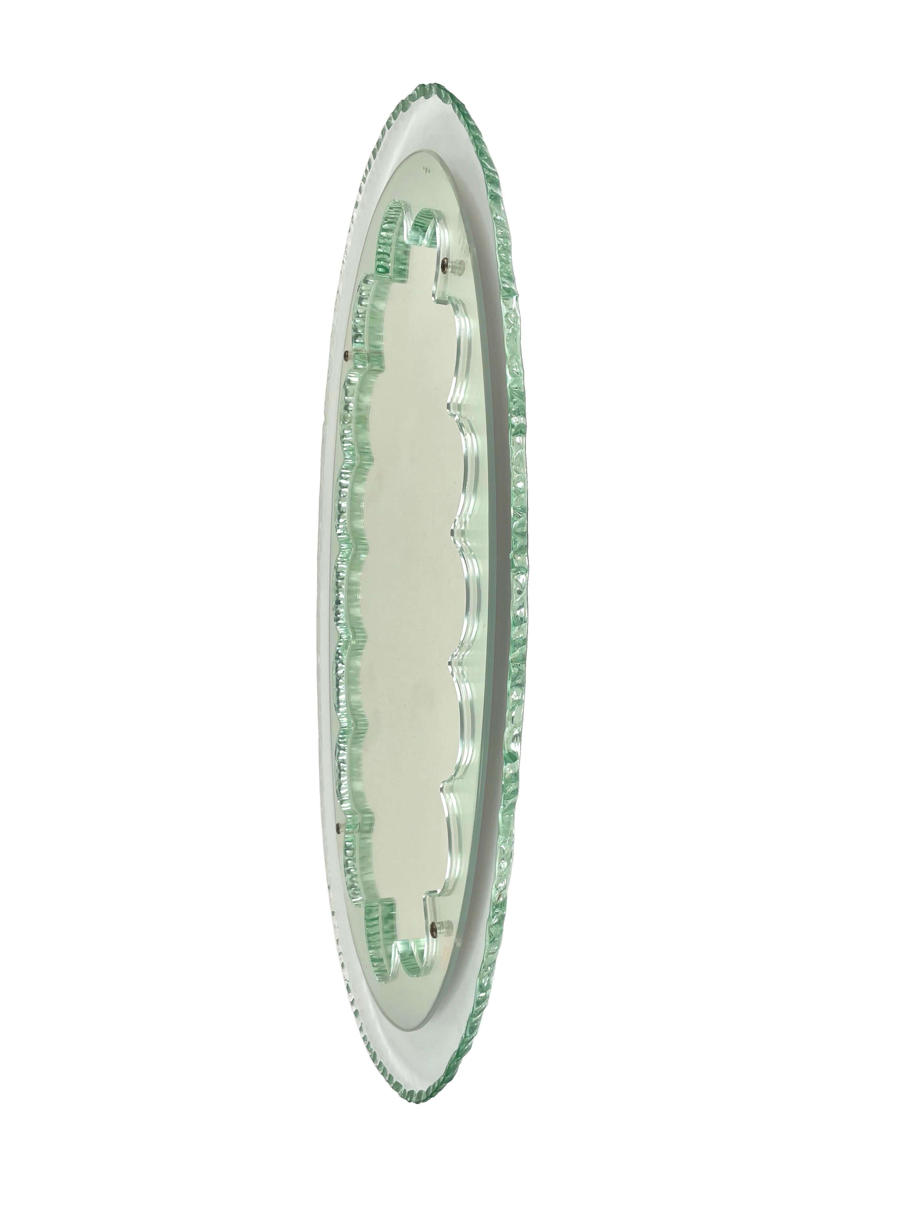 Mid-20th Century Glass Wall Mirror in the Style of Max Ingrand Fontana Arte, Italy, 1950s For Sale