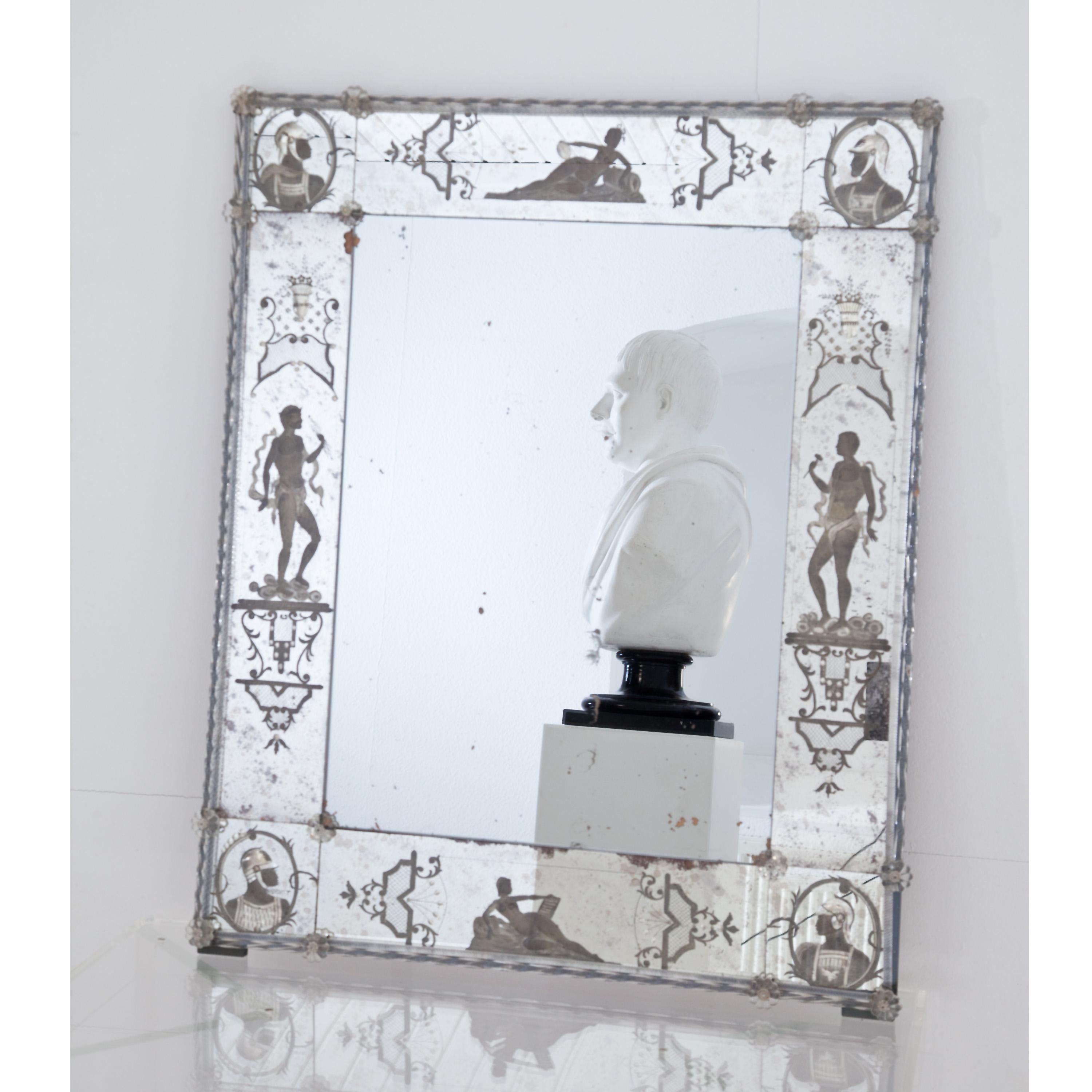 Glass Wall Mirror, Italy, Early 19th Century In Good Condition In Greding, DE
