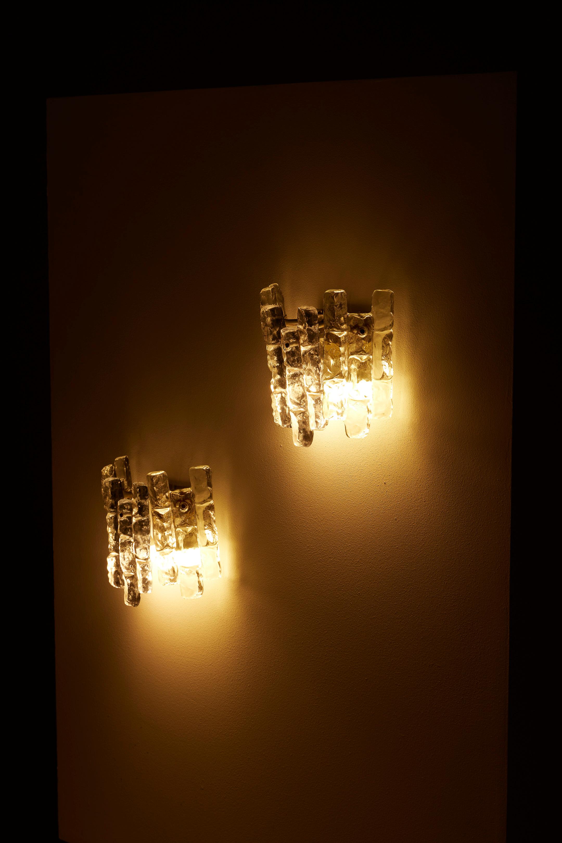 20th Century Glass wall sconces by Julius Theodor Kalmar For Sale