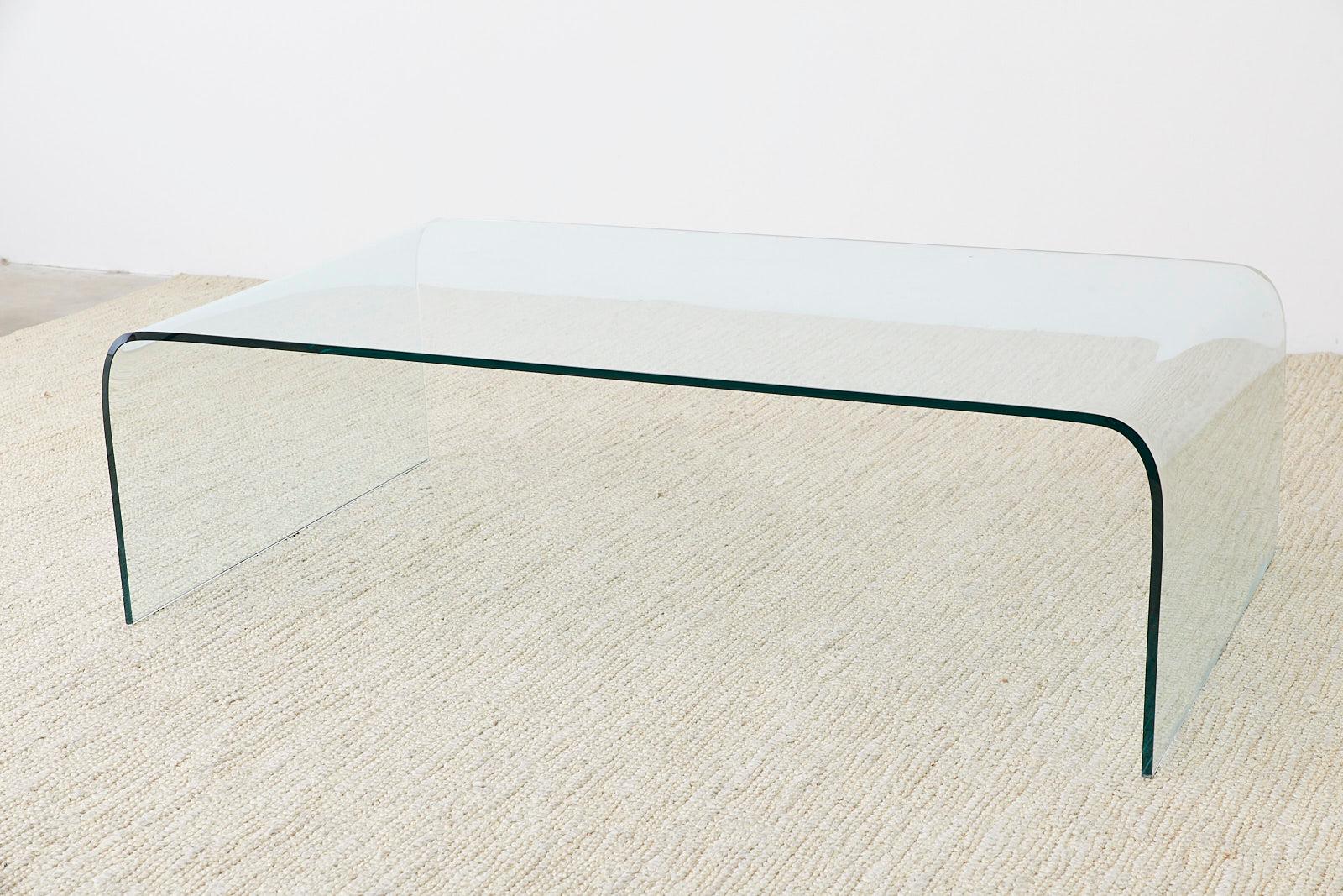 Minimalist Glass Waterfall Cocktail Table by Angelo Cortesi for Fiam