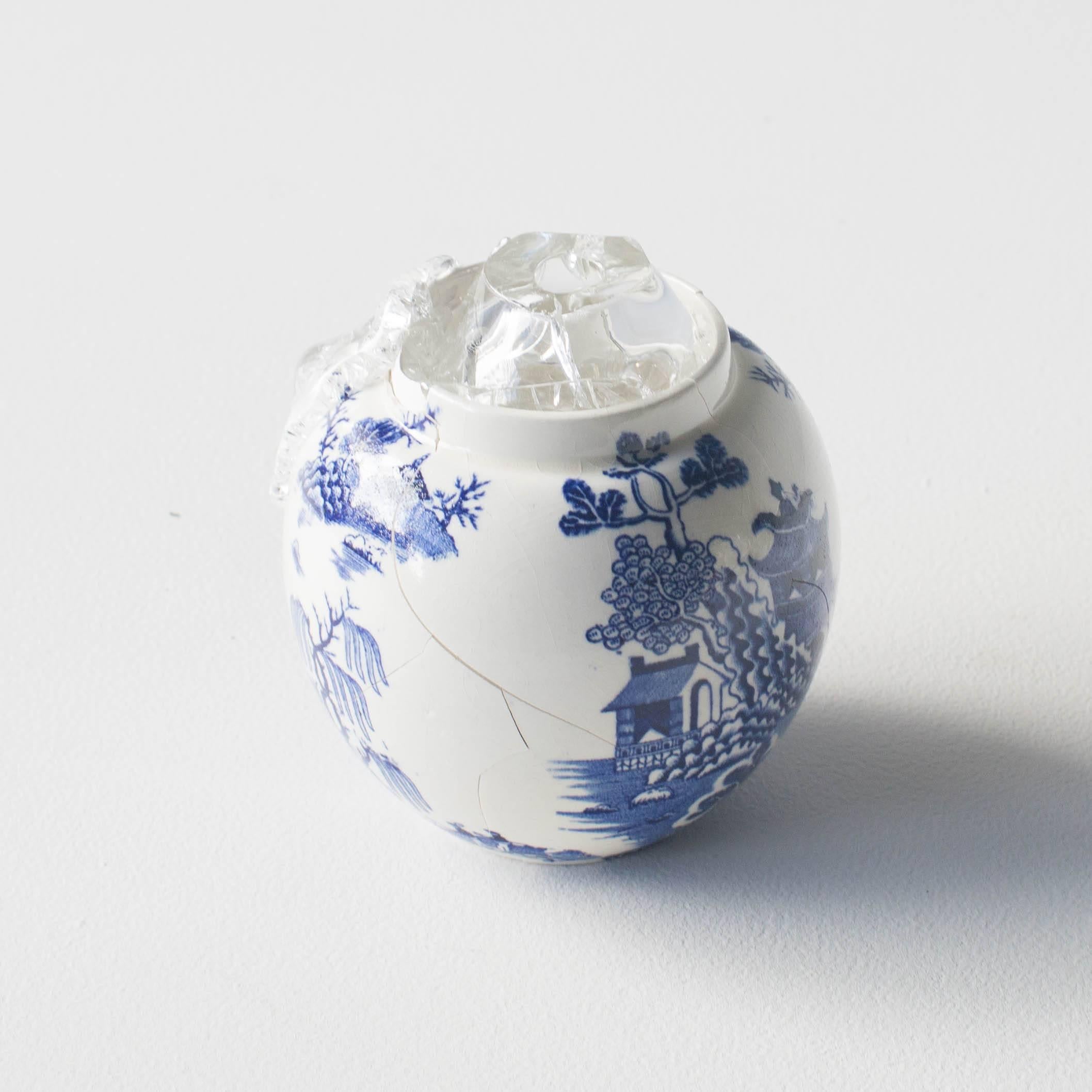 Japonais Vase en céramique portant du verre 01 Contemporary Zen Japonisme Style en vente