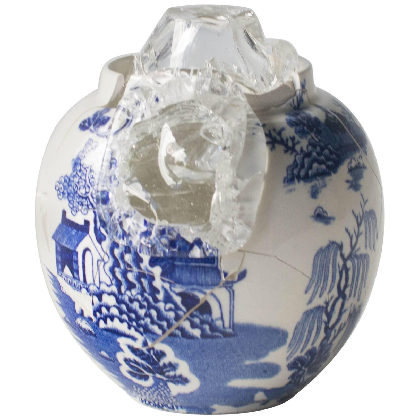 Vase en céramique portant du verre 01 Contemporary Zen Japonisme Style en vente