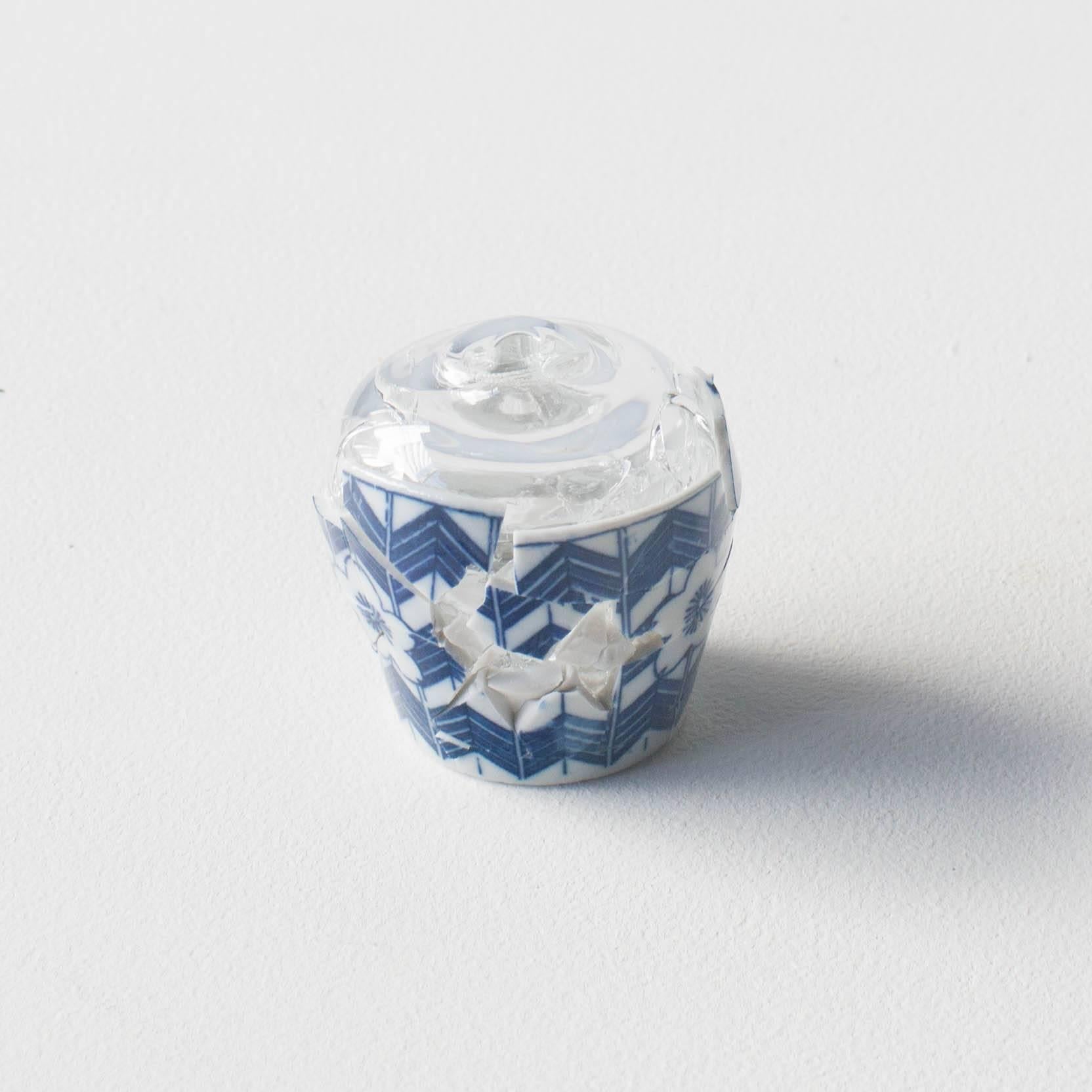 Japonisme Glass Wearing Ceramic Vase 03 Contemporary Zen Japonism Style For Sale
