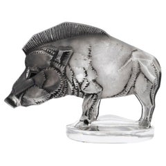 Vintage Glass Wild Board Car Mascot by Rene Lalique