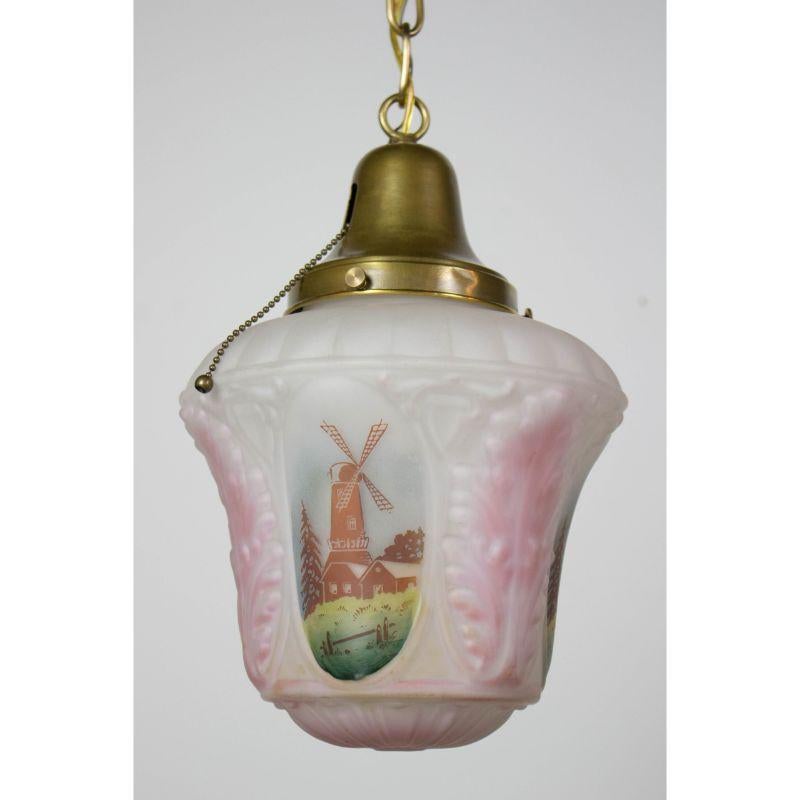 Colonial Revival Glass Windmill Pendant For Sale