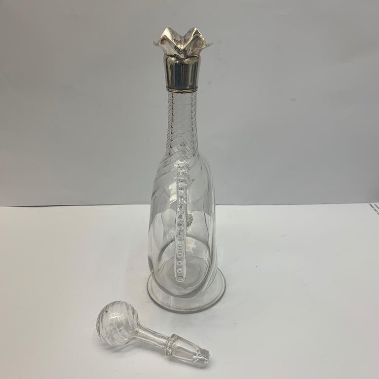 Glass Wine Decanter with Silver Rim Pourer For Sale at 1stDibs glass