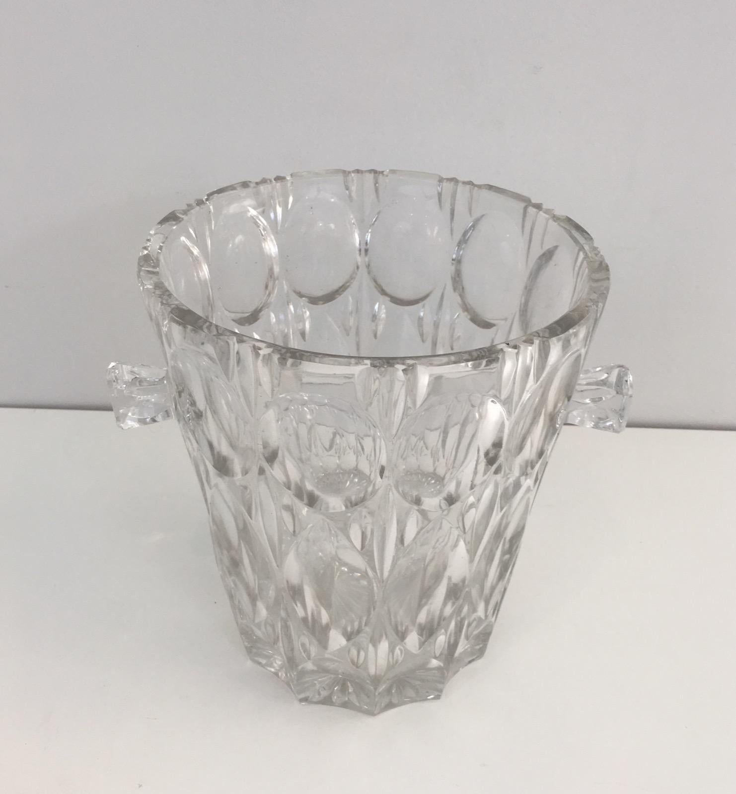 Mid-Century Modern Glass Wine or Chanpagne Bucket, French, Circa 1970