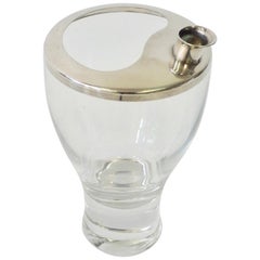 Retro Glass with Silver Lid Martini or Cocktail Pitcher