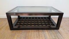 Glass and Wood Rectangle Cocktail Table