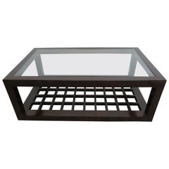 Glass and Wood Rectangle Cocktail Table