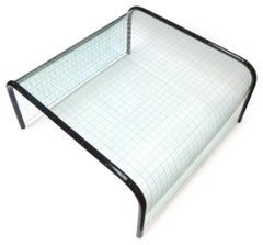 Glass and Wood Waterfall Coffee Table by Angelo Cortesi for Fiam