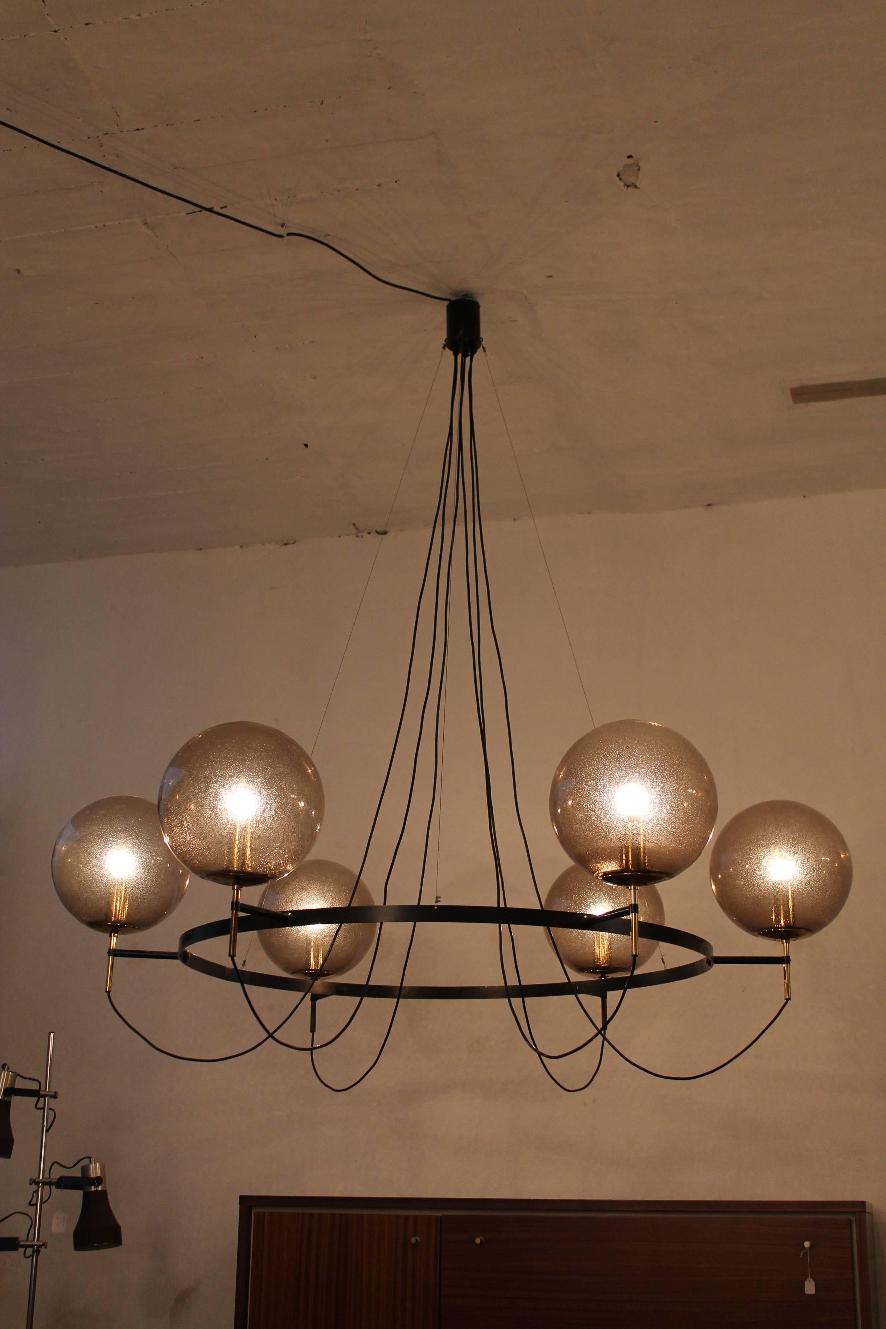 Mid-Century Modern Glassball Chandelier by Limburg, Germany, 1960s