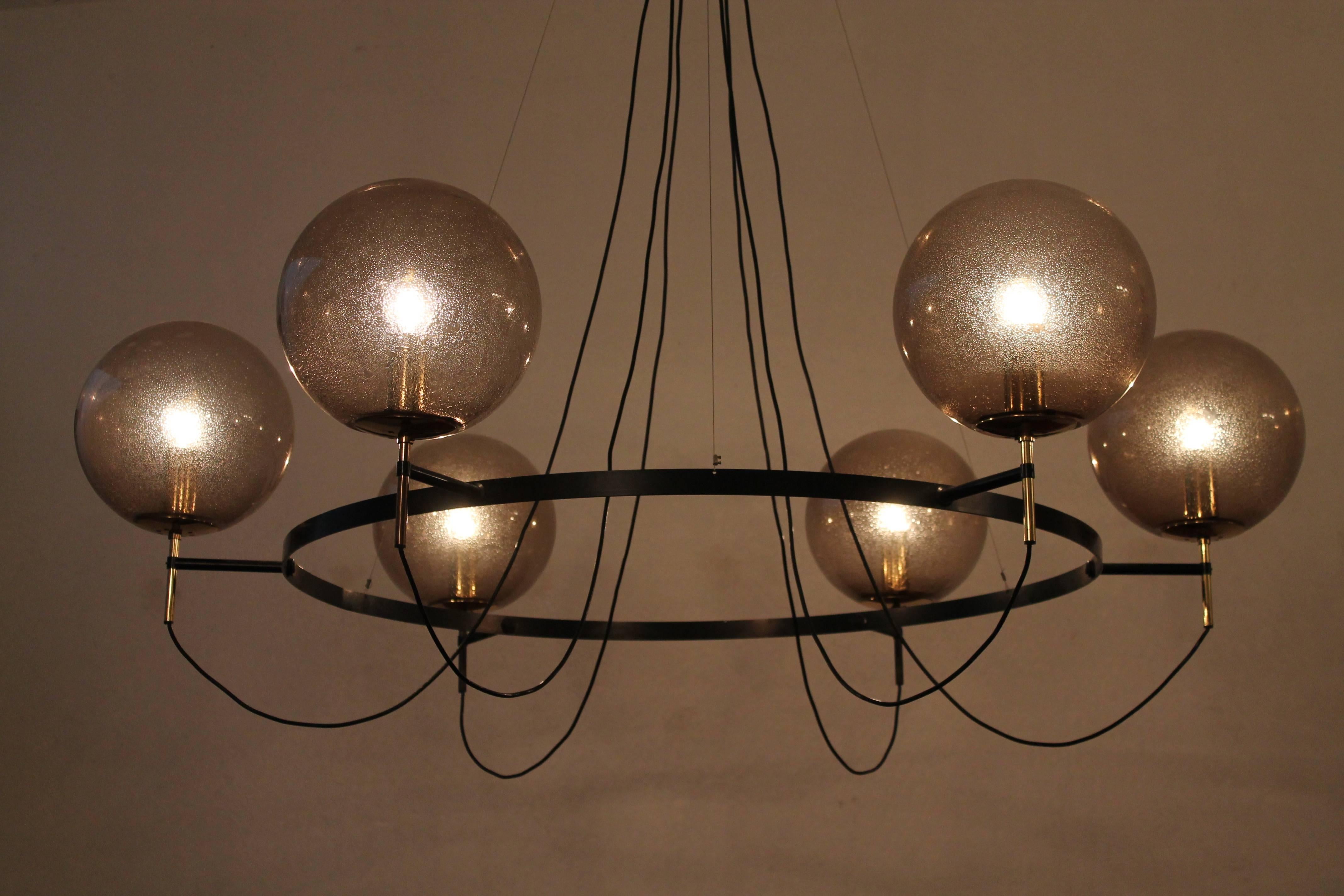 Mid-20th Century Glassball Chandelier by Limburg, Germany, 1960s