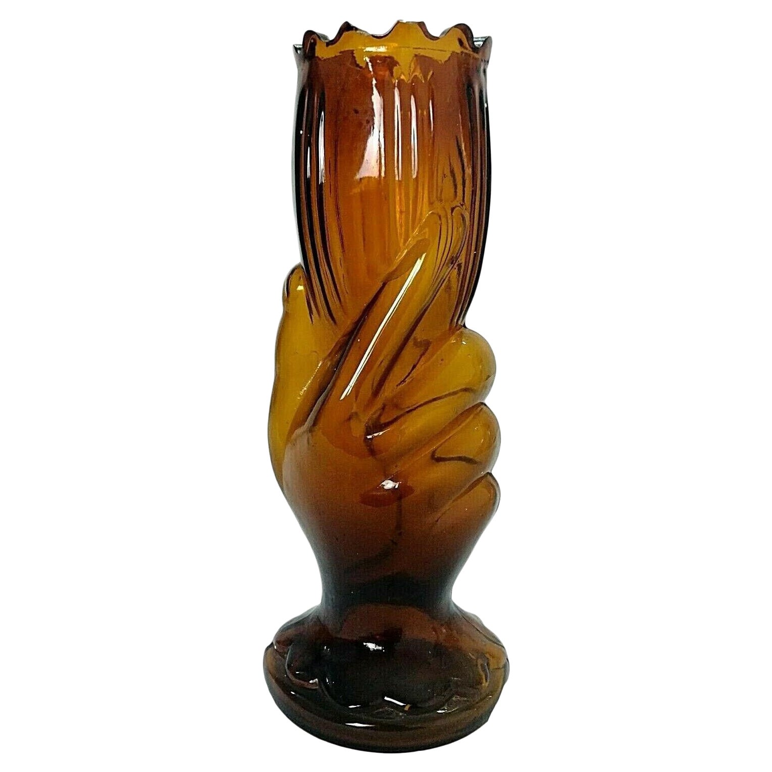 Verres Vase français en ambre par Portieux Vallerysthal, années 1950
