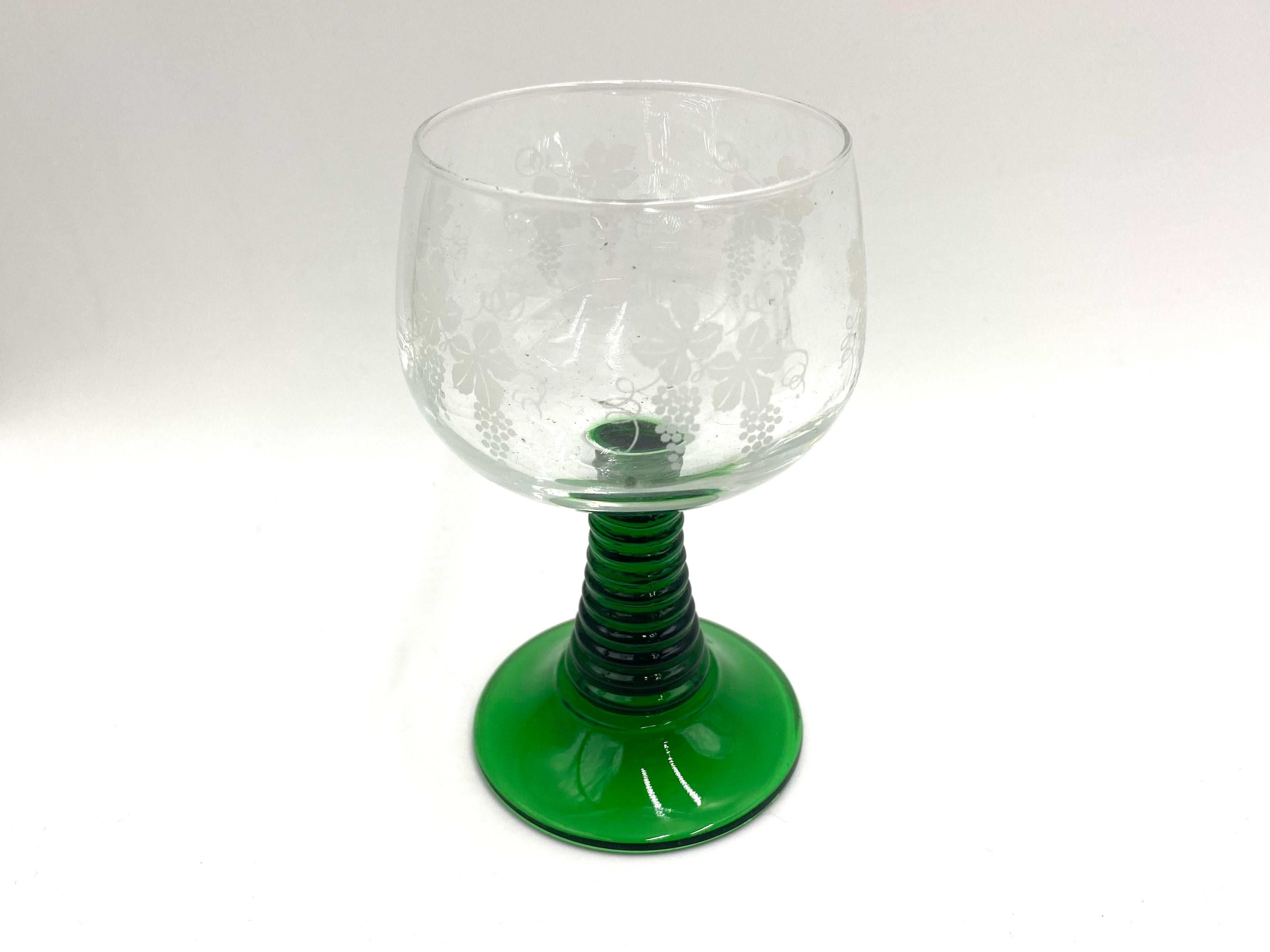 French Glasses on a Green Stem, France, Mid-20th Century