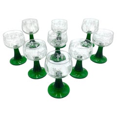 Vintage Glasses on a Green Stem, France, Mid-20th Century