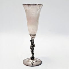 SILVER Drinking Wine Glassware Rare Antique SET OF SIX GLASSES Botticelli Venus