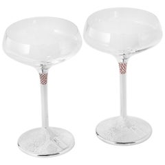 Set of 2 Champagne Glasses, Sterling Silver, Customizable, 2 Pieces