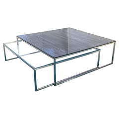 Glassisimo Kubus 2 Piece Stainless Steel & Glass Square Nesting Coffee Table
