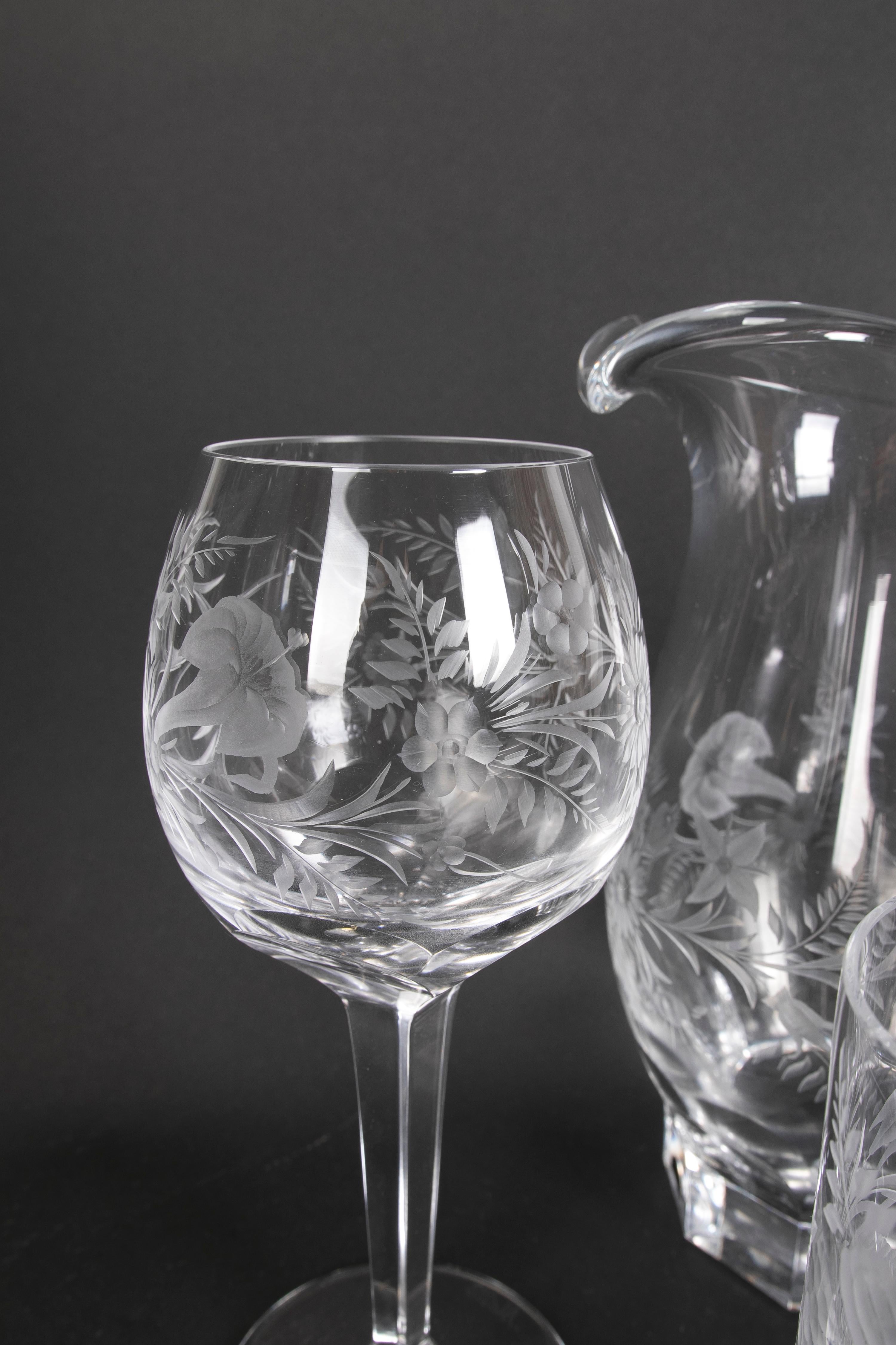 crystal jug glass set