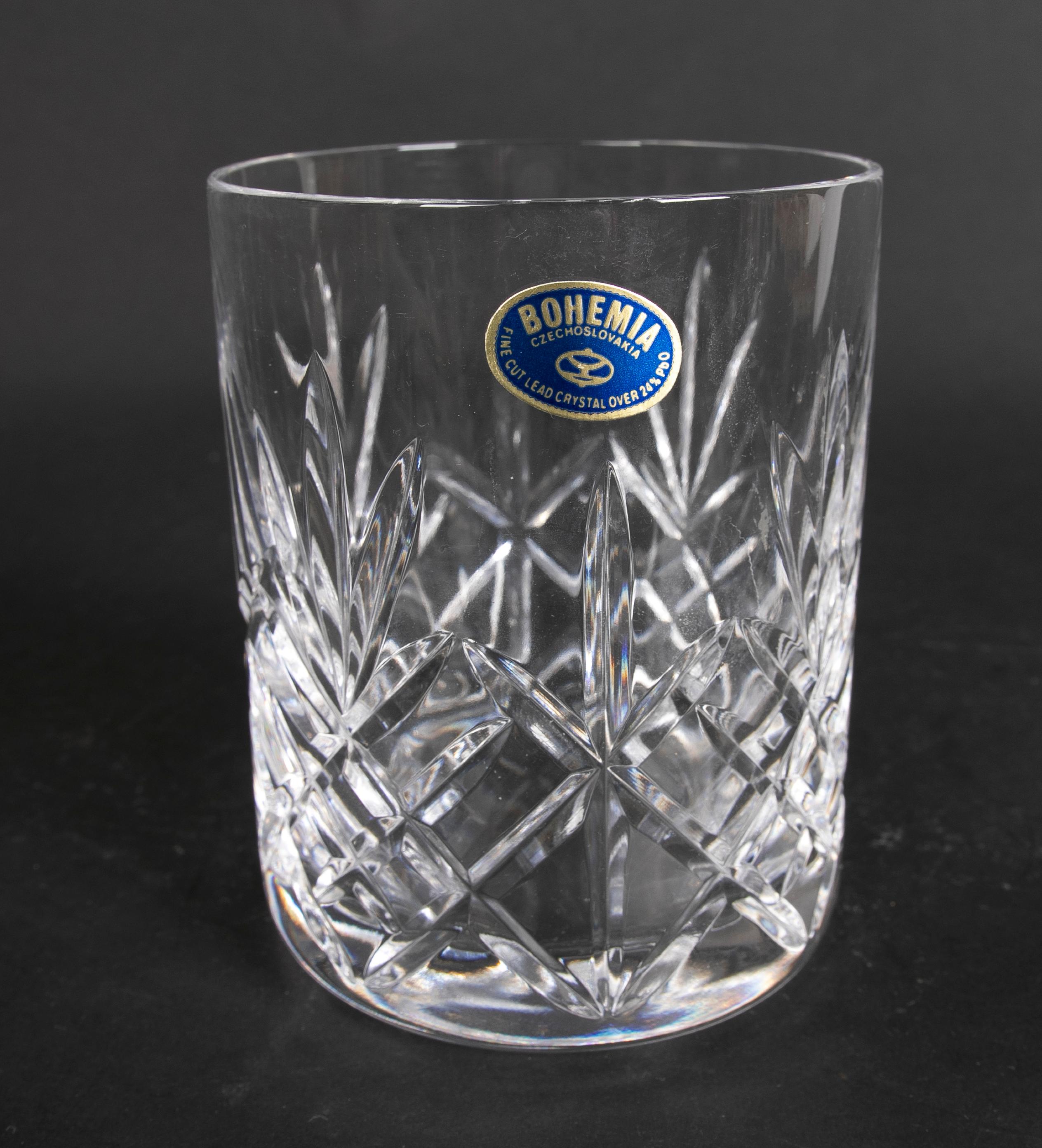 Glassware Composed of Thirty-Two Pieces of Cut Bohemian Crystal For Sale 4