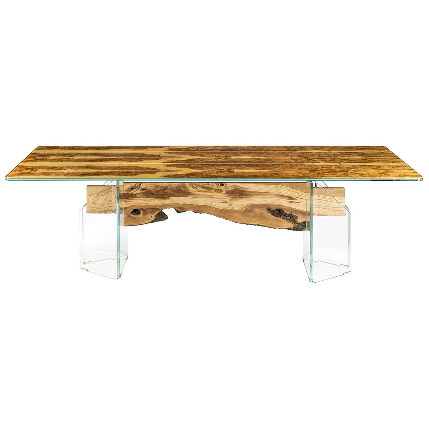 Glass&Wood Portofino Rectangular Table in Olive Wood