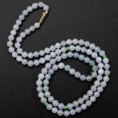 Glassy Blue Jadeite Jade Necklace Certified Untreated