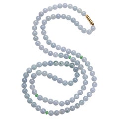 Glassy Blue Jadeite Jade Necklace Certified Untreated