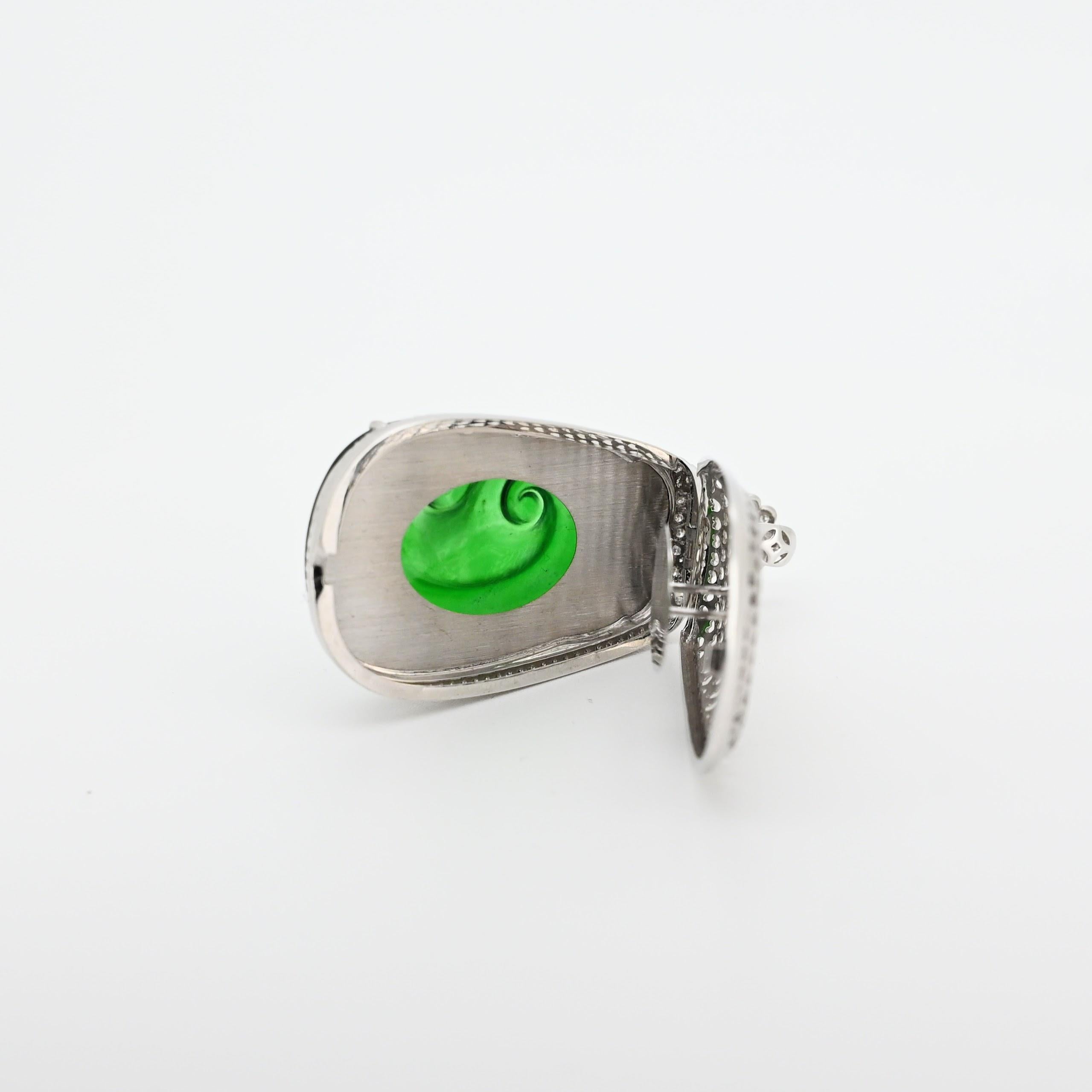Pendentif Ruyi en jade vert et émeraude, certifié GIA Cui Fei en vente 5