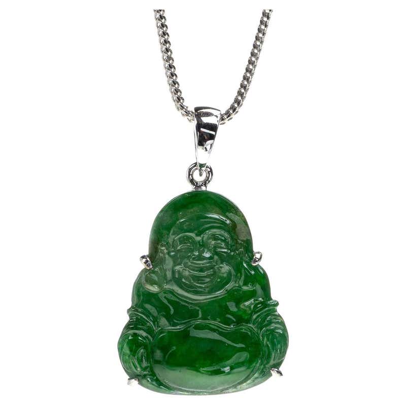 Green Jadeite Jade Buddha Pendant, Certified Untreated For Sale at 1stDibs