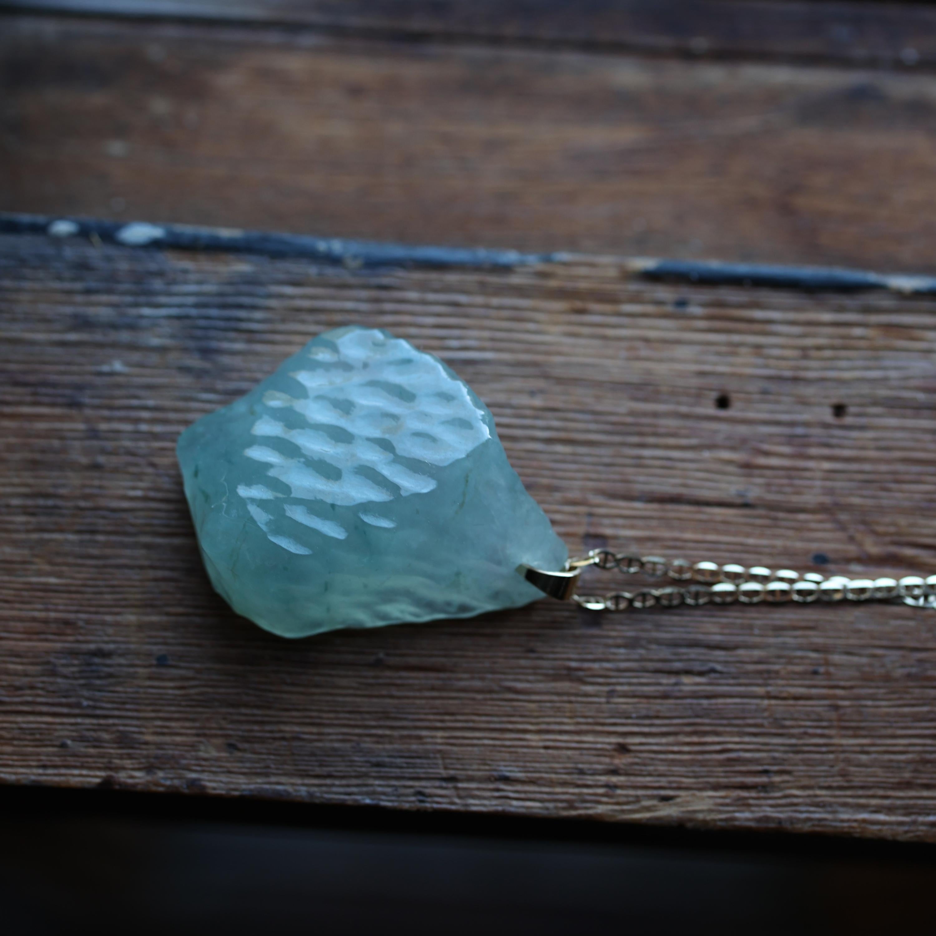 Uncut Glassy Jade Pendant Freeform Carving Certified Untreated